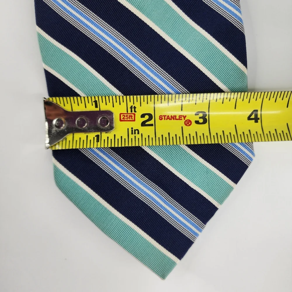 BROOKS BROTHERS MAKERS Green & Blue Stipe Tie.